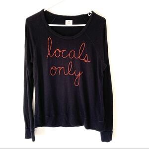 Sundry Locals Only Black Embroidered Long Sleeve T-shirt Small